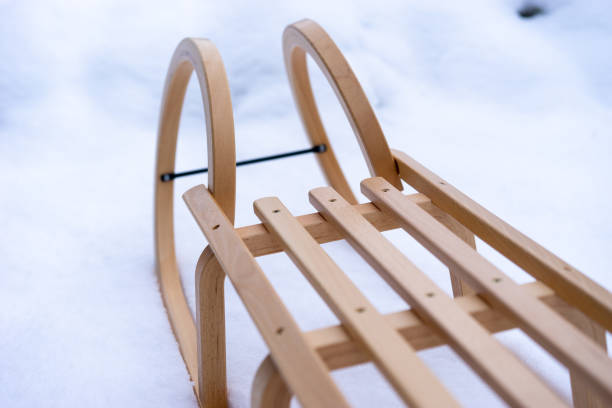 istock Wood sled set in the snow. 1297660153