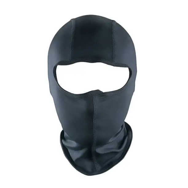 Black full face mask front view. Isolated on white, clipping path included