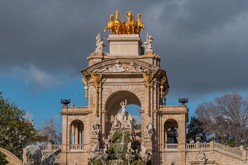 Picturesque fountain in Parc de la Ciutadella in Barcelona
