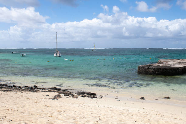 istock Mauritius island: Beach with turquoise lagoon, coral reef 1297670390