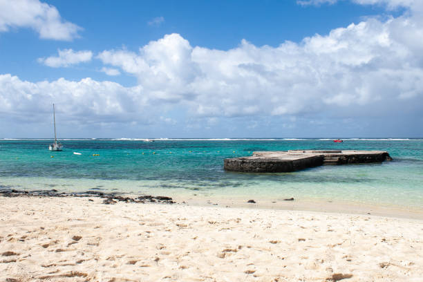 istock Mauritius island: Beach with turquoise lagoon, coral reef 1297670458