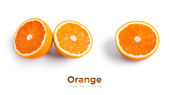 Orange fruit isolated on white background. High quality photo