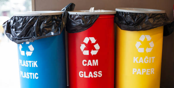 istock Recycle bins for plastic, paper, glass 1297673787