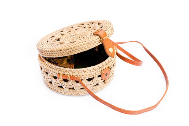 istock Handbag from Ratan on a white background. Bali style 1297674889
