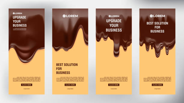 набор расплавленного шоколада закатать бизнес-брошюра листовка баннер дизайн вертикального шаблона, фон презентации обложки, современные - chocolate stock illustrations