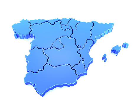 High detailed 3D render of Spain Map isolated on white background
