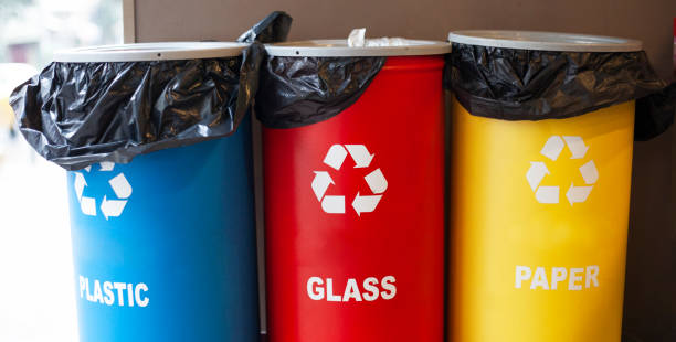 istock Recycle bins for plastic, paper, glass 1297678628