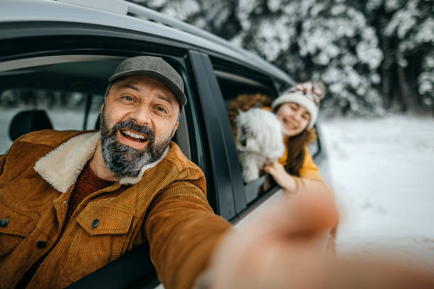 istock Selfie on a winter road trip 1297680146