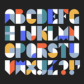 istock Custom typeface alphabet made with abstract geometric shapes 1297683254