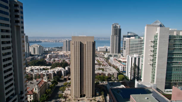 istock San Diego Bay Between Downtown Skyscrapers - Aerial 1297684332