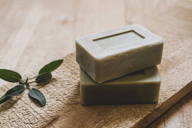 Solid soap made of natural materials Soap, solid, natural, organic, face wash, skin care bar of soap photos stock pictures, royalty-free photos & images
