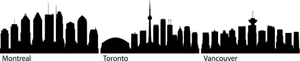 Montreal, Toronto and Vancouver Skylines (All Buildings Are Moveable and Complete) Montreal, Toronto and Vancouver skylines. All buildings are moveable and complete). vancouver financial district stock illustrations