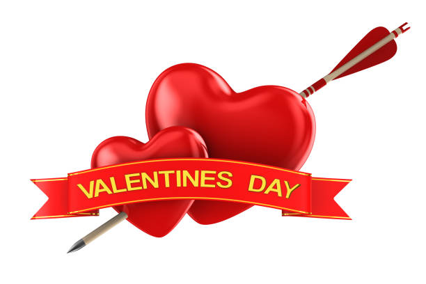 istock Arrow and two hearts on white background. Isolated 3D illustration 1297706341