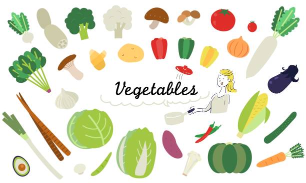 ilustrações de stock, clip art, desenhos animados e ícones de vegetable illustration of a simple design - ingrediente ilustrações