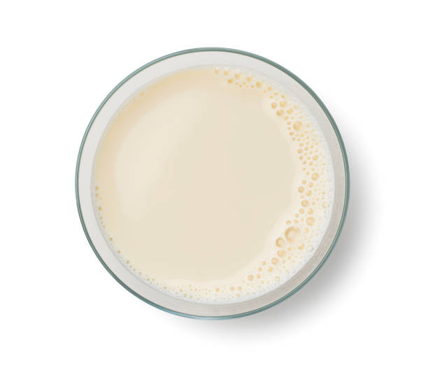 istock Soy milk in a glass on a white background 1297709714