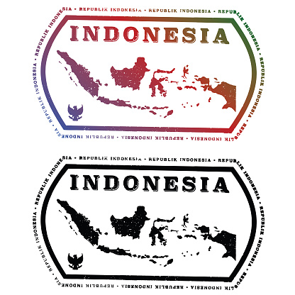 Indonesia map passport stamp