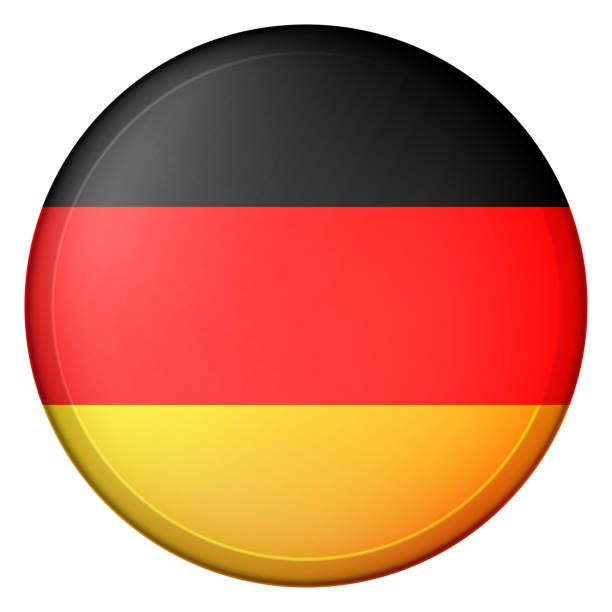 istock Glass light ball with flag of Germany. Round sphere, template icon. German national symbol. Glossy realistic ball, 3D abstract vector illustration highlighted on a white background. Big bubble. 1297712967
