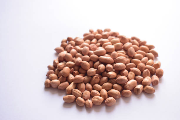 Top View of Closeup Peanuts-Groundnut On isolated White Background