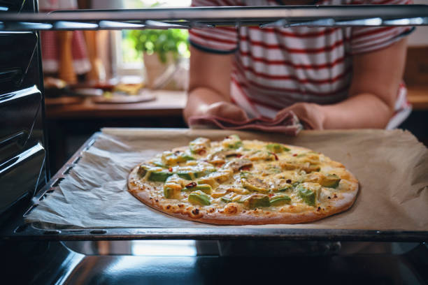 Baking Vegan Pizza with Chickpeas and Avocado in the Oven