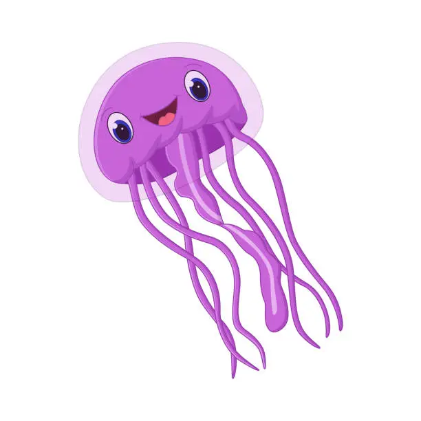 Vector illustration of Cartoon jellyfish on white background