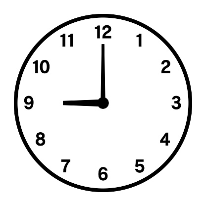 Clock icon pointing to 9 o'clock