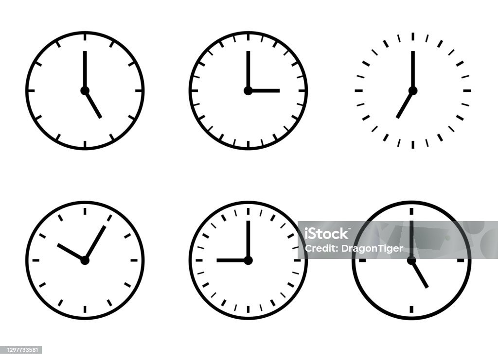 시계 아이콘 시간 변형 세트 - 로열티 프리 벽 시계 벡터 아트