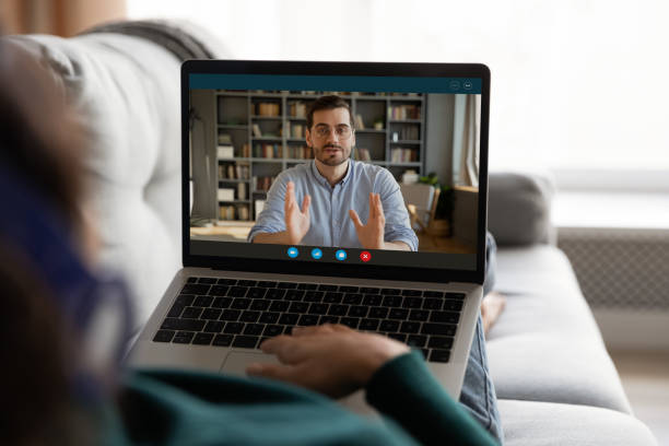 istock Woman use laptop talking on video call on computer 1297735571