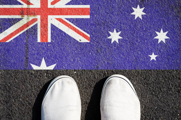 istock Sneakers and the Australia flag. View from above. 1297736316