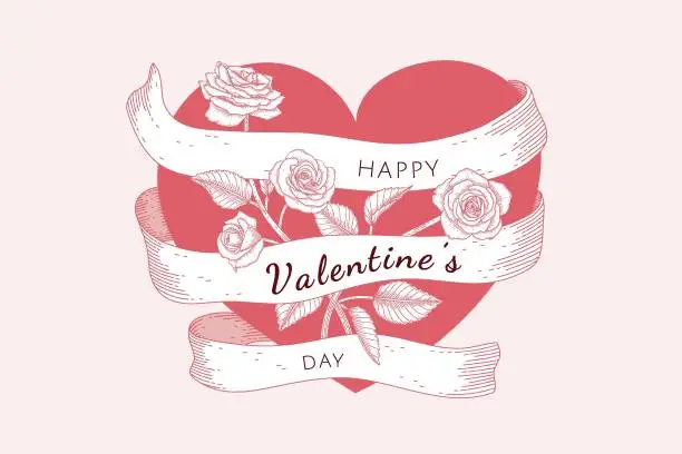 Vector illustration of Hand drawn floral valentine's day background.
