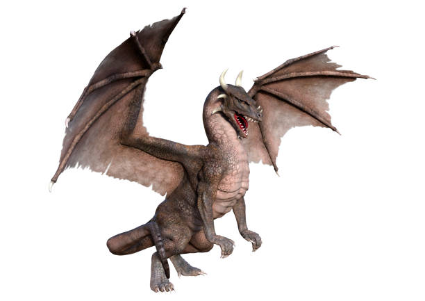istock 3D illustration fantasy dragon on white 1297742263