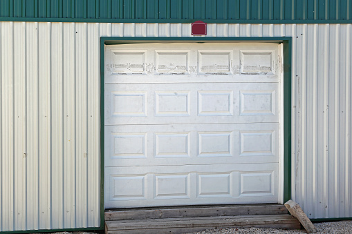 Closed Garage  Door Entrance in Farm Building