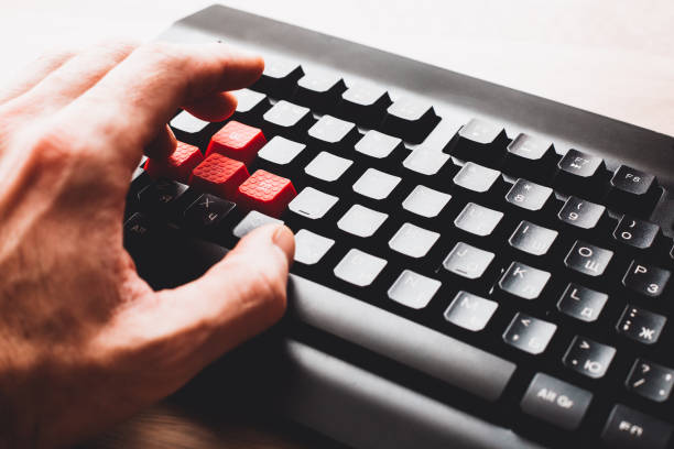 istock Male hand on the keys awsd control 1297745354