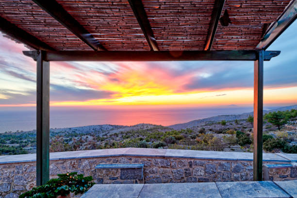 istock Sunset from Avgonyma of Chios, Greece 1297750689