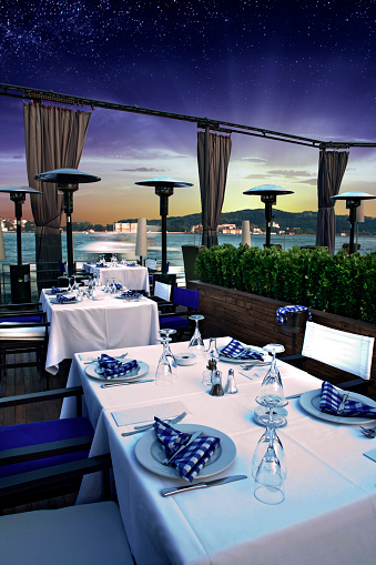 Luxurious restaurant and nightclub in Bosporus Istanbul Turkey