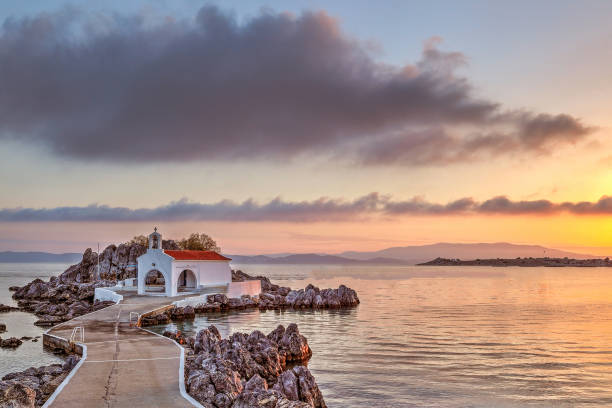 istock Sunrise at Agios Isidoros in Chios, Greece 1297751475