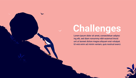 Challenge, determination and persistence concept. Vector illustration.