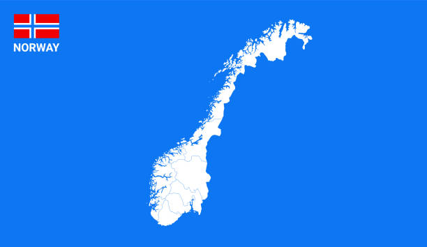 Norway vector map The Norwegian country in vector illustration on blue background. norway continent stock illustrations