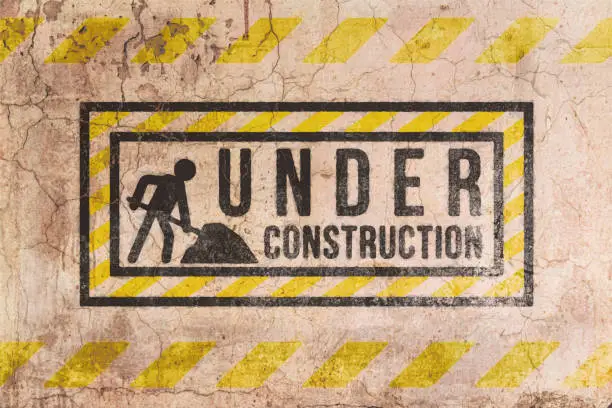 Vector illustration of Under Construction Sign Repair Warning Line Grunge Street Art Mural Background