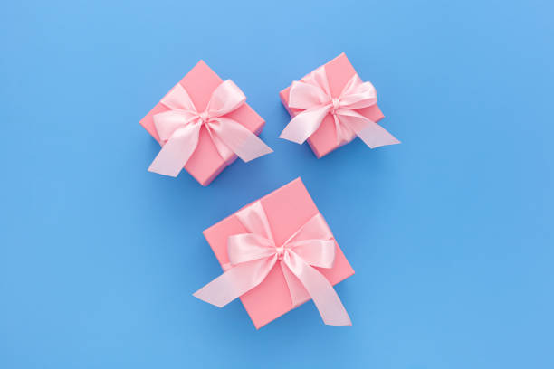 istock Valentines day composition: pink gift boxes with ribbon 1297760116