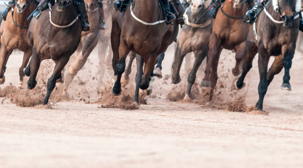istock Horse Racing on Track with Copy Space 1297761645