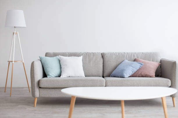 istock Simple light living room interior, scandinavian design 1297763602