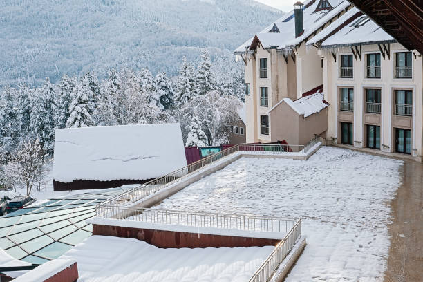 istock Winter Hotel in snow 1297764348