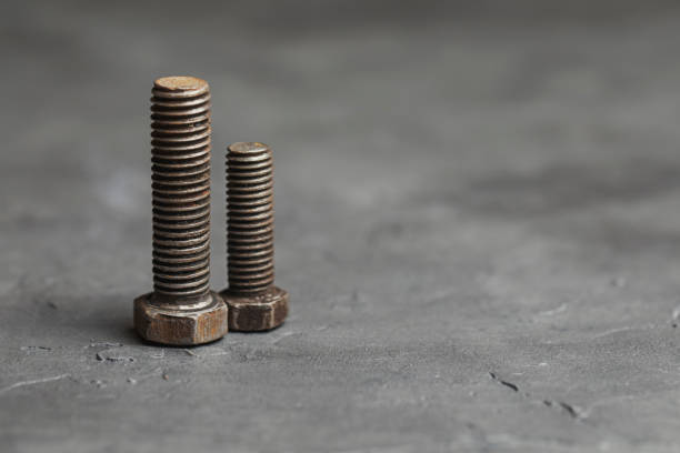 istock Two rusty threaded bolts as a symbol of two people. 1297768045