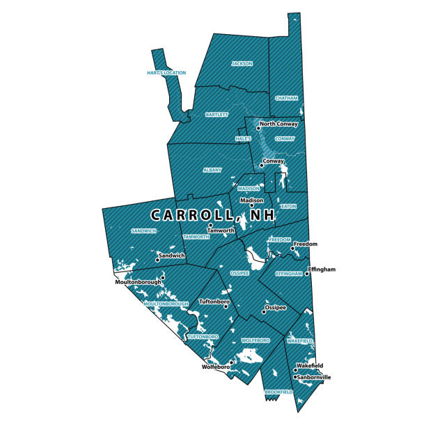 New Hampshire Carroll County Vector Map New Hampshire Carroll County Vector Map. Blue-gray striped design, light shapes are urban areas, dark shapes are rural areas. All source data is in the public domain. U.S. Census Bureau. Used Layer: Census Tiger Tabblock. sandwich new hampshire stock illustrations