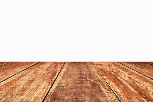 istock 3D Rendering, wooden top table on isolated white background 1297770202