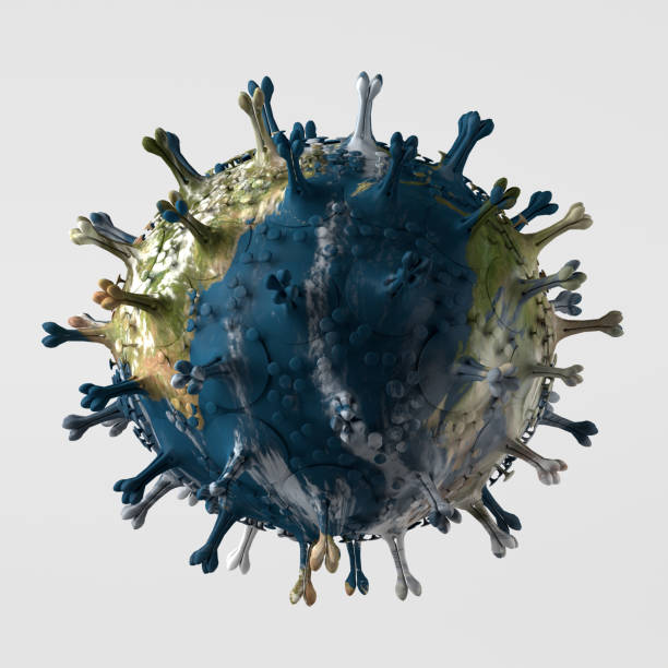 istock Planet earth shaped like a virus. Earth texture provided by Nasa. 3d illustration. 1297771322