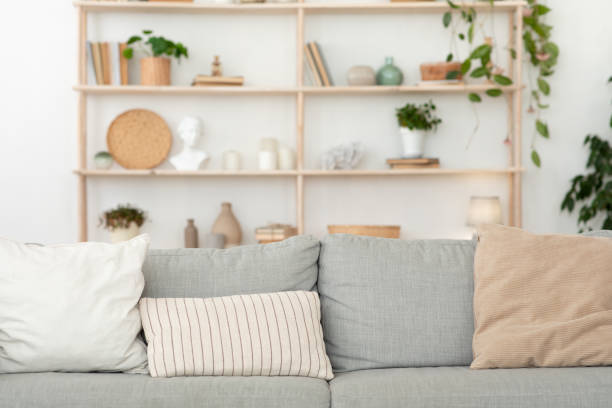 istock Modern interior, cozy living room design, scandinavian style 1297772116