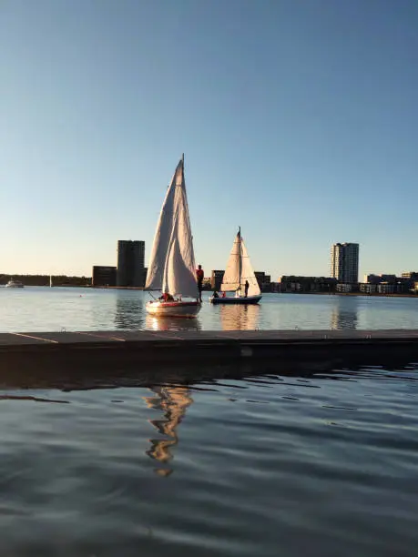 Photo of Sailboat on the Fjord ready for a sunset race