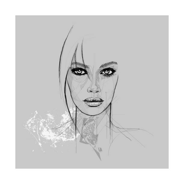 istock Beautiful young sexy woman in sketch style 1297773206