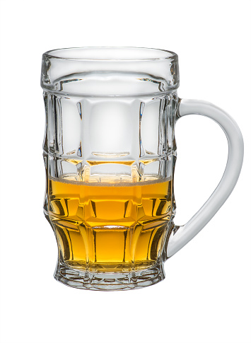 Light Beer in a glass isolated on white background, alcohol, object
